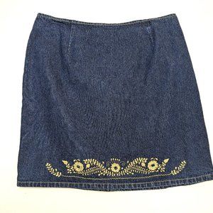 Y2K Vintage Route 66 Blue 100% Cotton Denim Mini-Skirt Full Zip Women's Sz 13/14